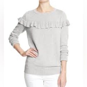 Banana Republic Light Gray Ruffle Sweater